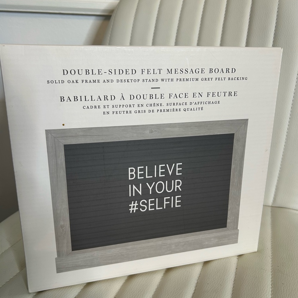 Indigo Double-Sided Felt Message Board - grey/oak *used twice, perfect condition
